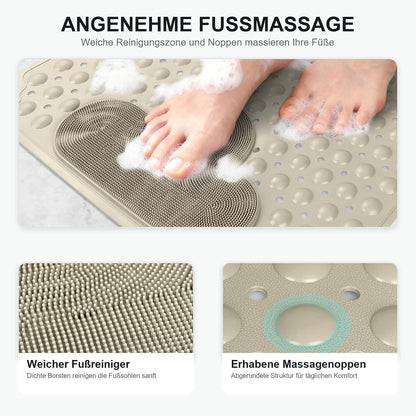 Rutschfeste Duschmatte 60x90cm – Komfortable TPE Duscheinlage mit Saugnäpfen