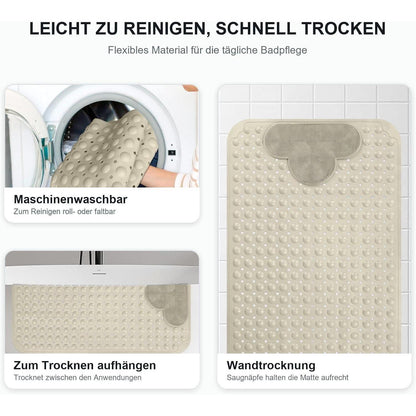 Rutschfeste Duschmatte 60x90cm – Komfortable TPE Duscheinlage mit Saugnäpfen