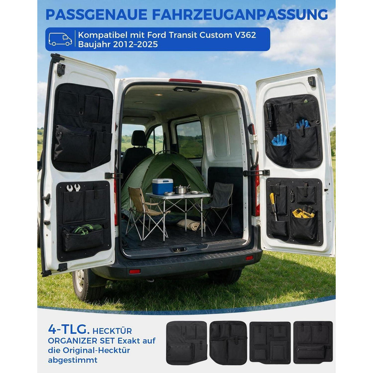 4er Set Kofferraumtaschen Ford Transit Custom 2012-2025