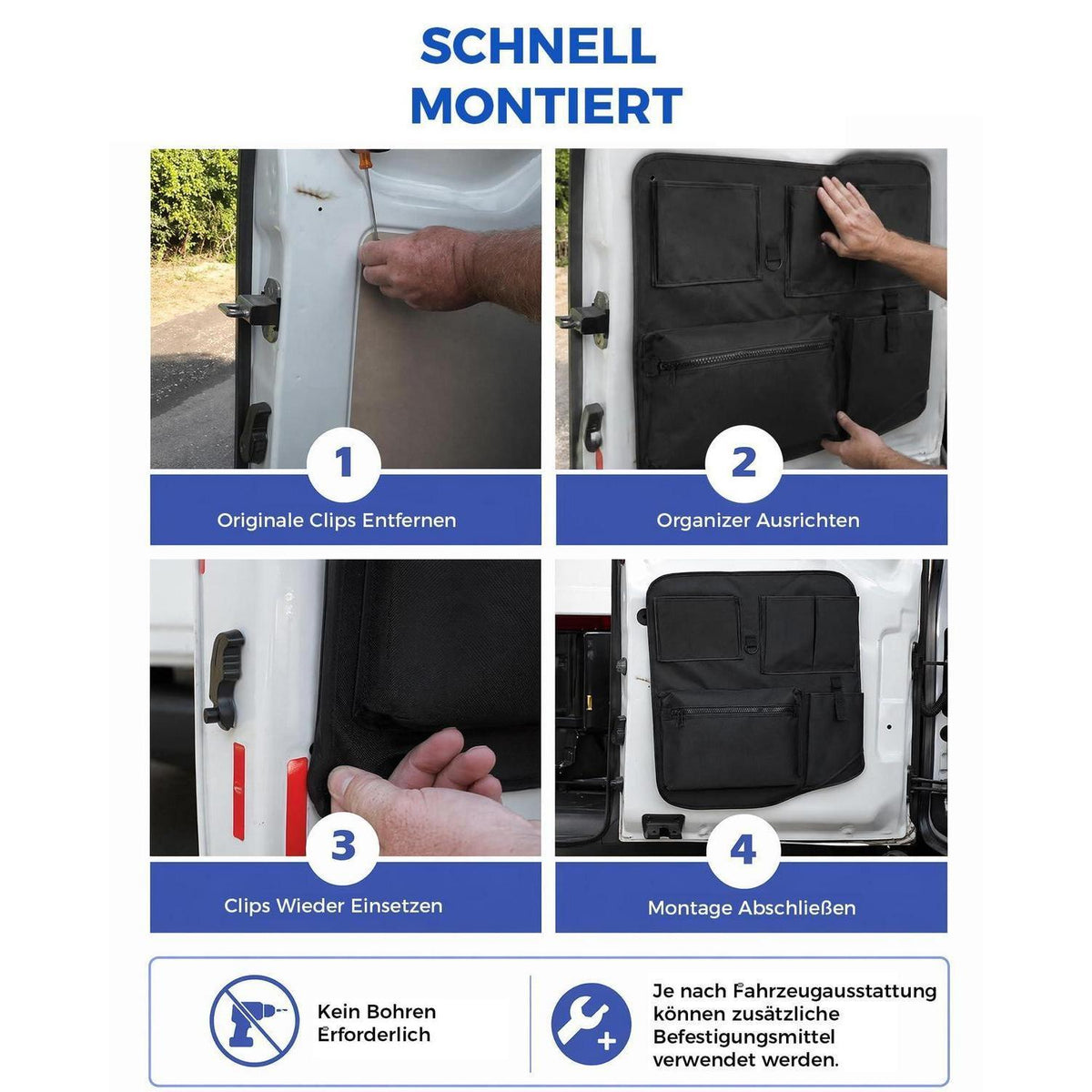 4er Set Kofferraumtaschen Ford Transit Custom 2012-2025