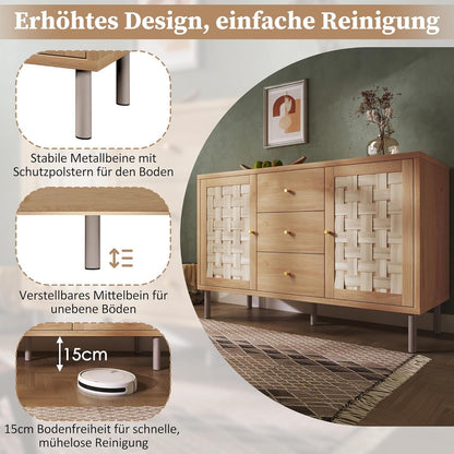 Sideboard Eiche mit 2 Türen & 3 Schubladen – Flexibel & Stabil