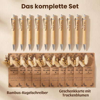 10x Dankeschön Geschenkset Kugelschreiber mit Gravur