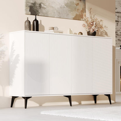 Weißes Sideboard mit 4 Türen & Verstellböden (160cm)