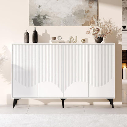 Weißes Sideboard mit 4 Türen & Verstellböden (160cm)