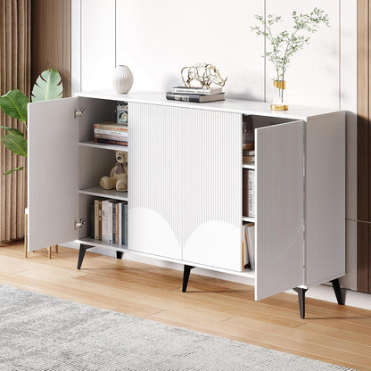 Weißes Sideboard mit 4 Türen & Verstellböden (160cm)