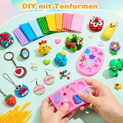 64 Farben Polymer Clay Set mit Box & Zubehör für kreative DIY Projekte