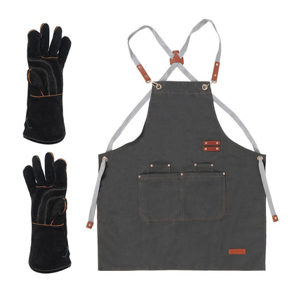 Hitzebeständige Grillhandschuhe & Schürze mit Taschen