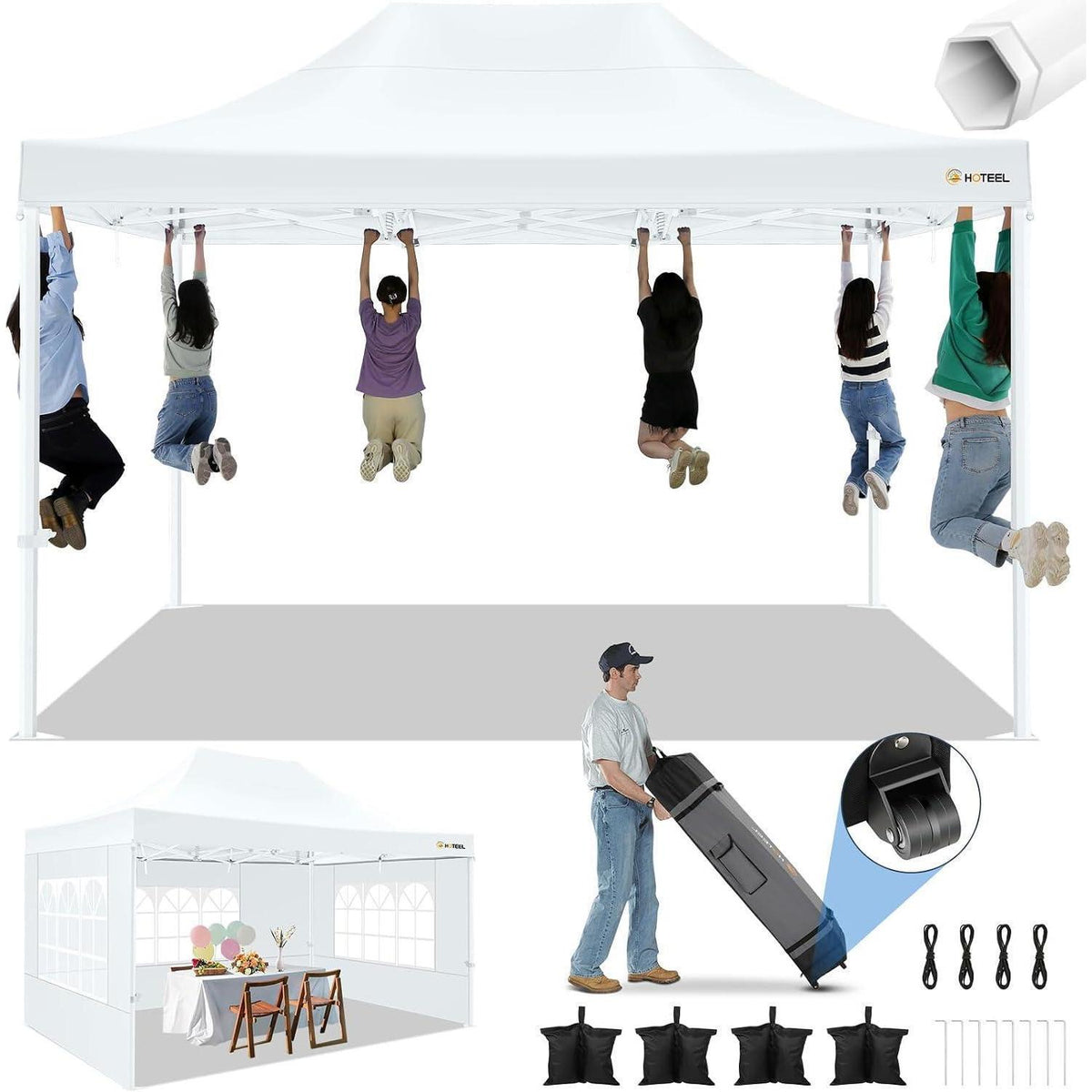 3x4,5m Faltpavillon mit Seitenteilen – Grau