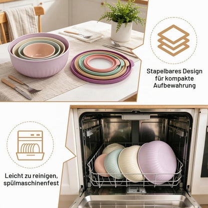 Salatschüssel Set mit Deckel, 4er BPA-frei, stapelbar
