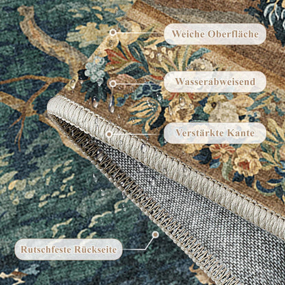 Vintage Teppich 200x300cm – Bunt & Waschbar für Wohnzimmer