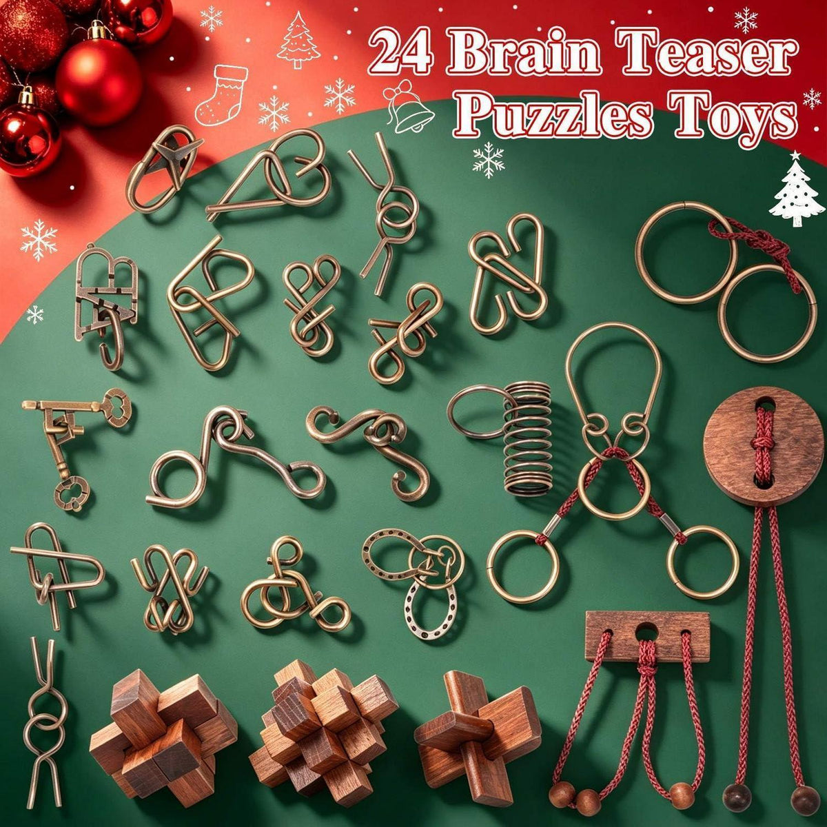 Adventskalender Knobelspiele Holz & Metall für Erwachsene & Kinder