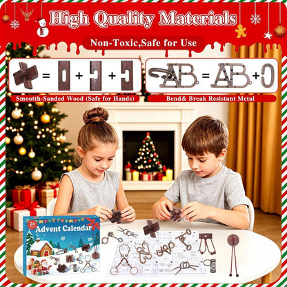 Adventskalender Knobelspiele Holz & Metall für Erwachsene & Kinder
