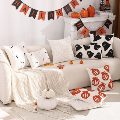 2er Set Kissenbezug Kürbis Herbst 45x45cm Erntedankfest Weiß