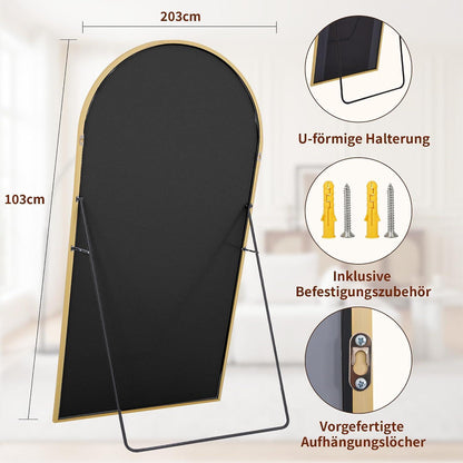 Großer Standspiegel 203x103 cm mit Ständer & HD Spiegelbild