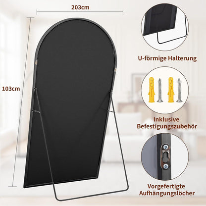 Großer Standspiegel 203x103 cm mit Ständer & HD Spiegelbild