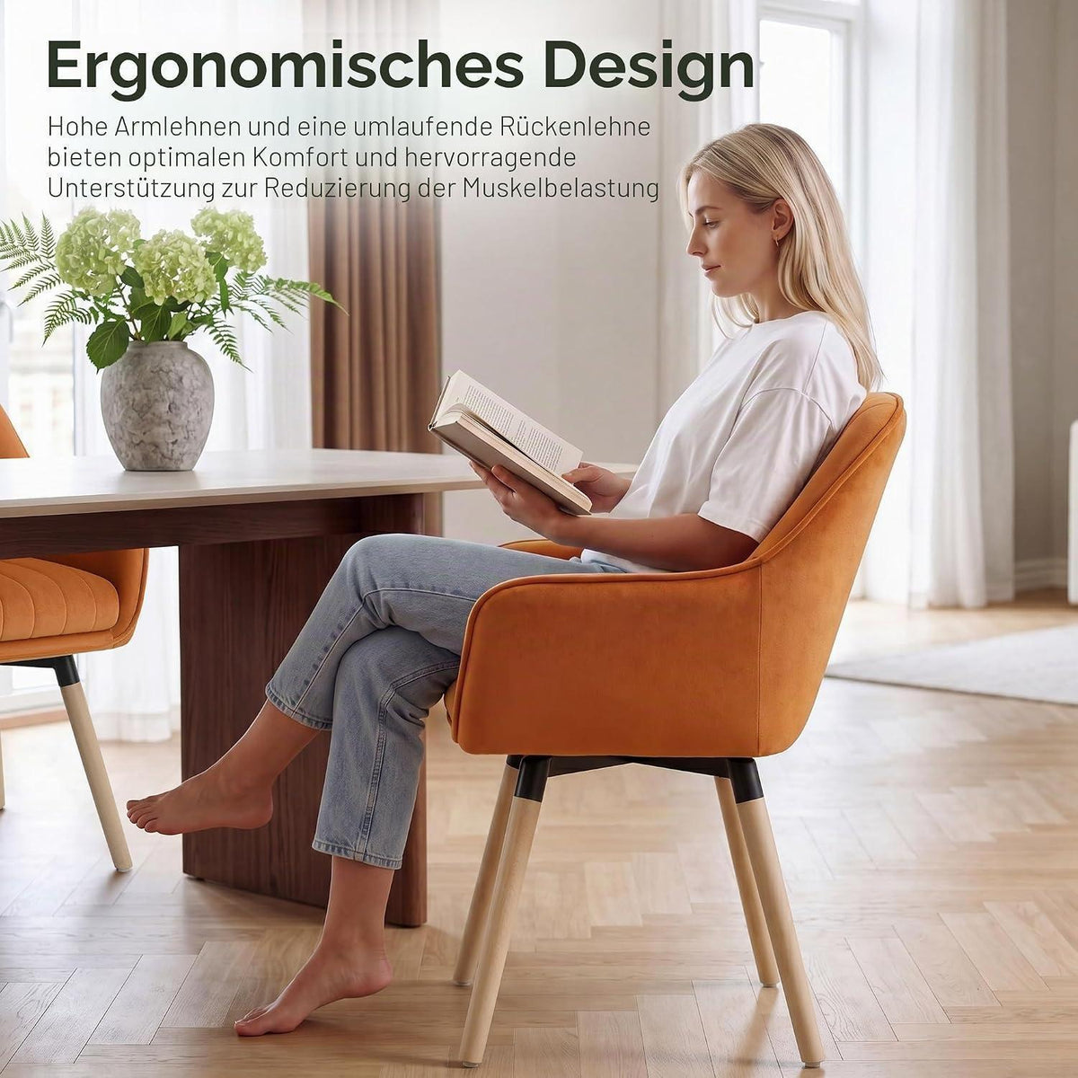 Esszimmerstühle 6er Set, 360° Drehbar, Braun Samt