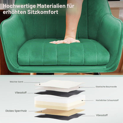 Esszimmerstühle Set 4 Grün, 360° Drehbar & Gepolstert