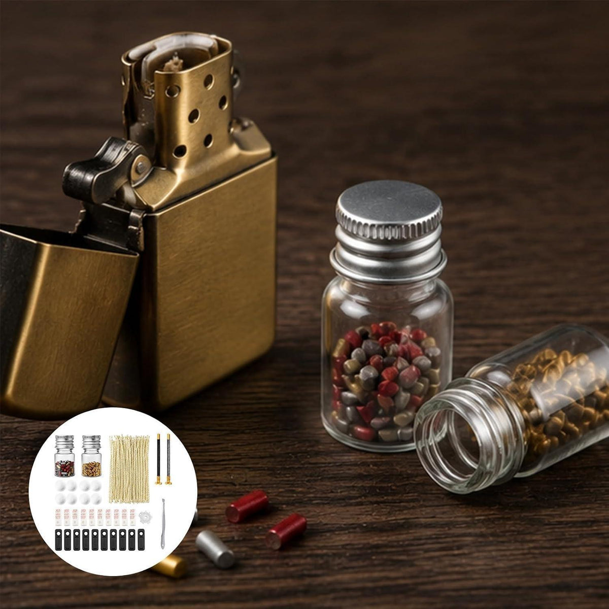 Feuerzeug Zubehör Set | 200 Feuersteine, Dochte & Ersatzteile