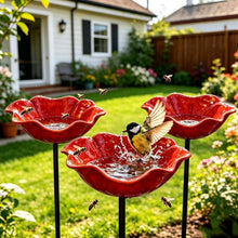 3er-Set Vogeltränke Blume aus Metall – Gartenstecker für Vögel