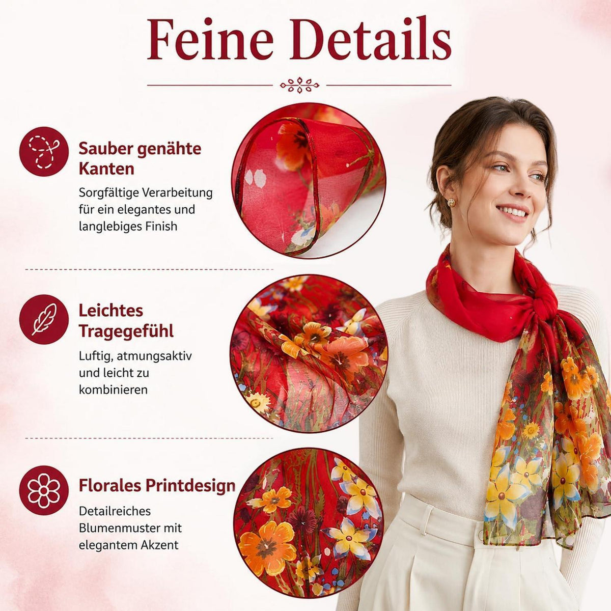 Chiffon Schal Damen Bunt Elegant 160x50cm