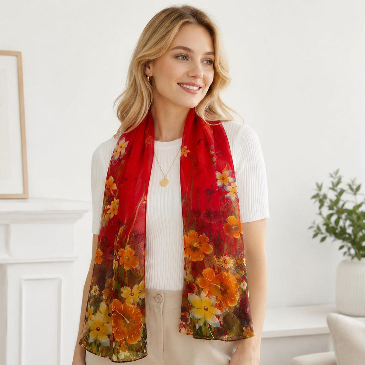 Chiffon Schal Damen Bunt Elegant 160x50cm