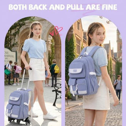 Schulrucksack mit Rollen für Mädchen – Blau, 27L