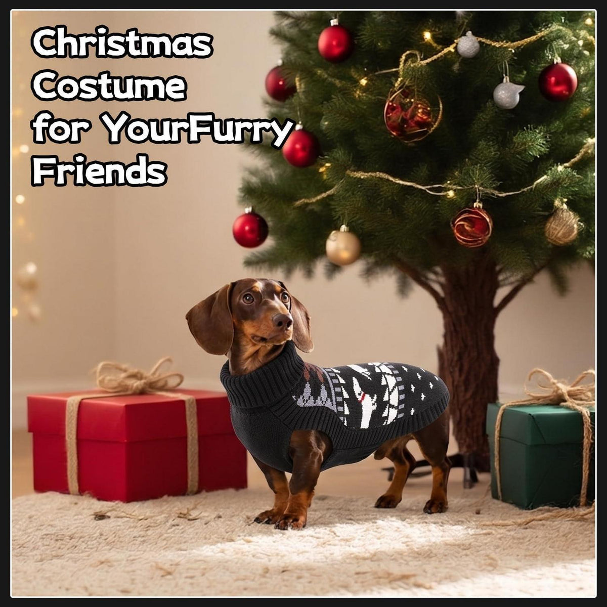 Dackel Pullover XL – Warmer Strickpullover mit Dackelmuster