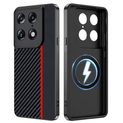 Motorola Signature Hülle: Magnetisch, Stoßfest & Kohlefaser – Rot/Schwarz