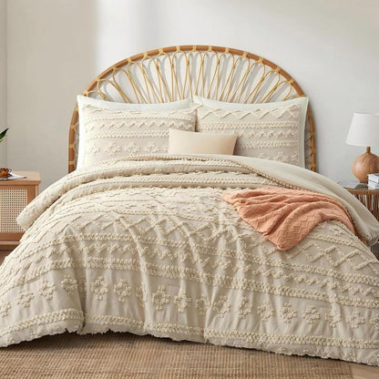 Bettwäsche-Set Boho Beige 200x220cm Getuftet mit Reißverschluss