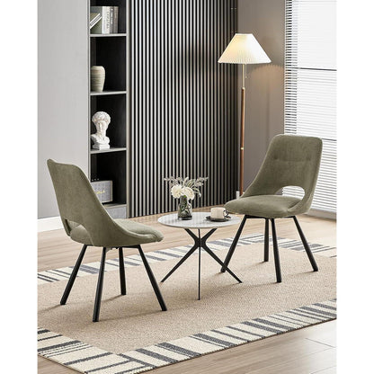 Drehbarer Esszimmerstuhl Set 6 – Kaschmir-Stoff, Braun-Grau