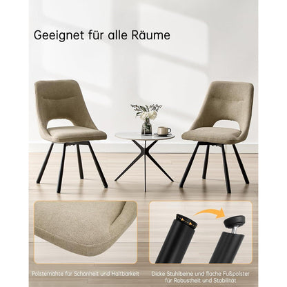 Drehbare Esszimmerstühle 6er Set | Kaschmir-Stoff, Ergonomisch