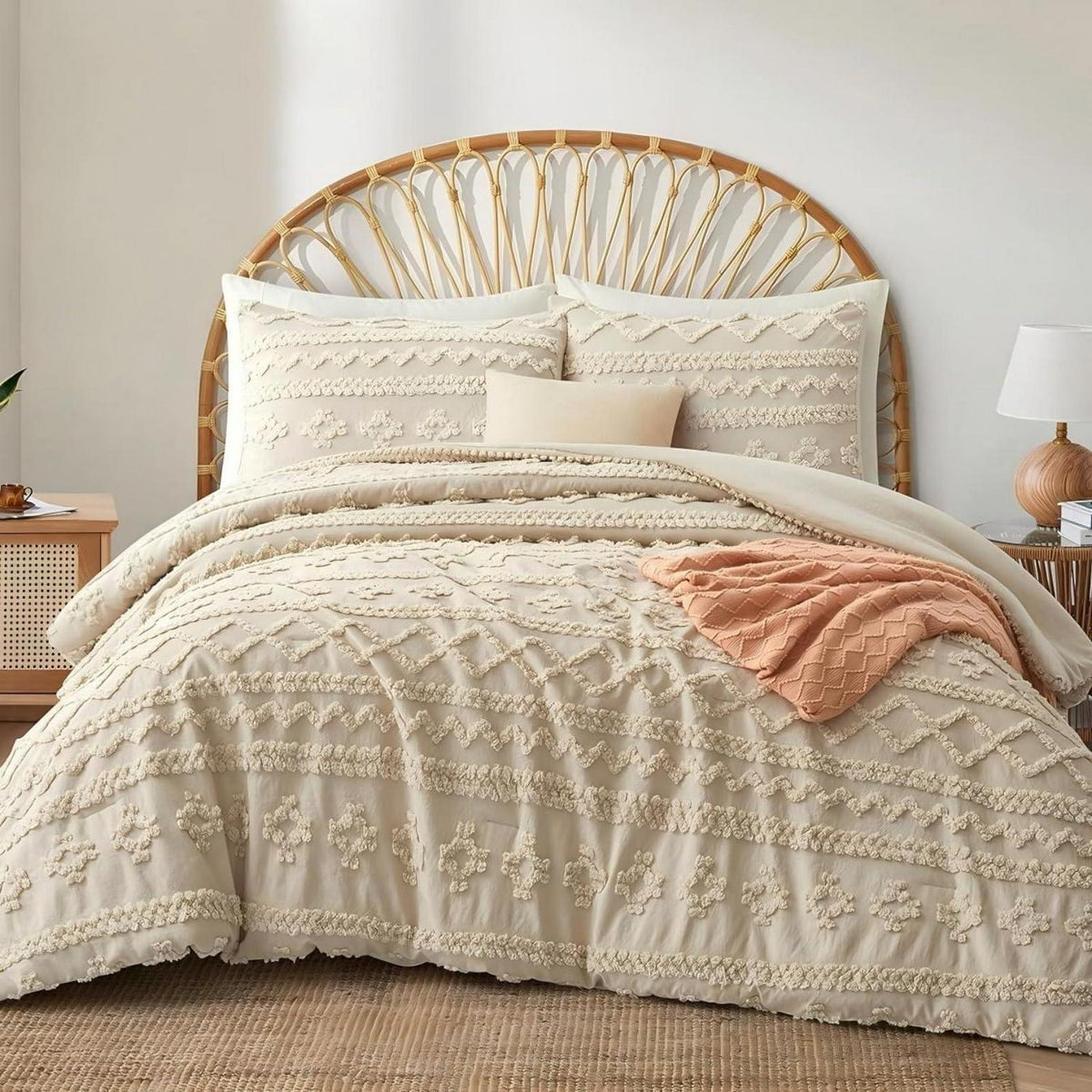 Bettwäsche-Set Boho Beige 200x200cm Getuftet Baumwolle