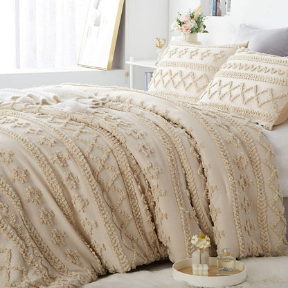 Bettwäsche-Set Boho Beige 200x200cm Getuftet Baumwolle