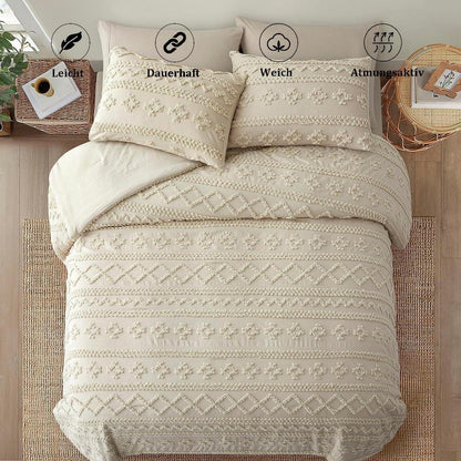 Getuftetes Boho Bettwäsche-Set 135x200 Beige