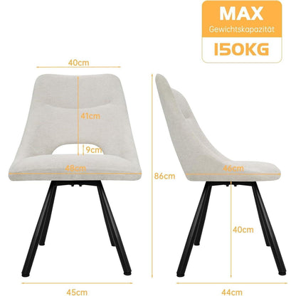 Drehbare Esszimmerstühle Set 4 – Beige, & Ergonomisch