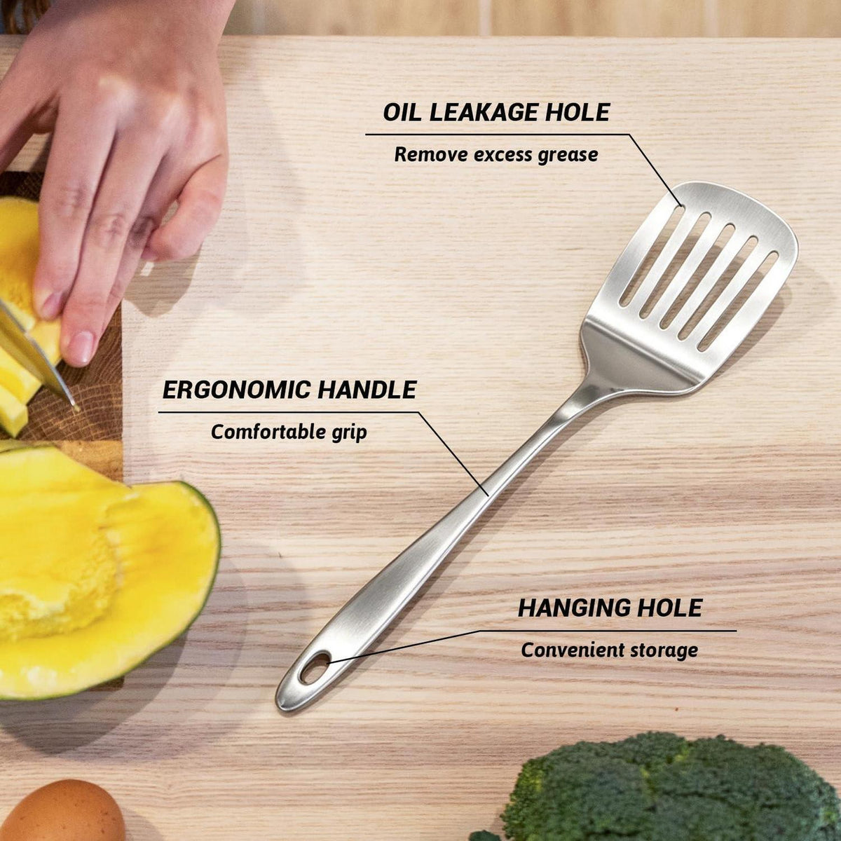 Pfannenwender Set 2-teilig Edelstahl für Antihaft-Pfannen