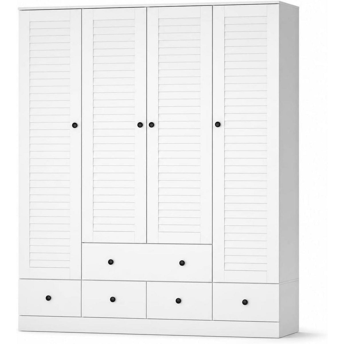 Weißer Kleiderschrank 150x50x180cm | 4 Türen, 5 Schubladen
