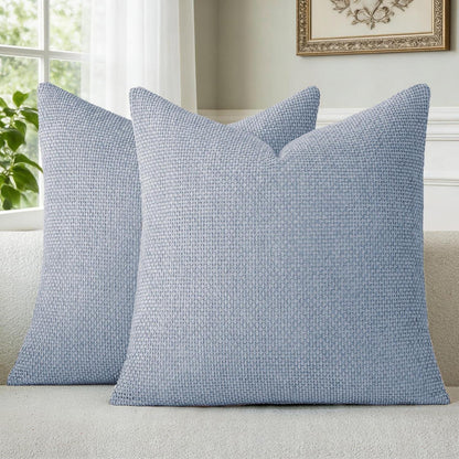 Kissenbezug 50x50 Hellblau Chenille 2er Set