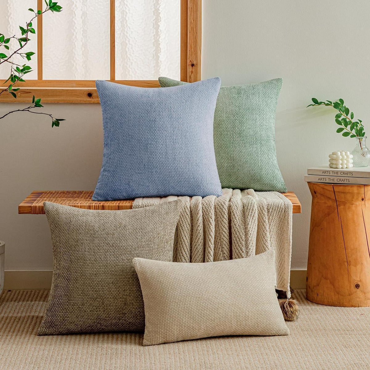 Kissenbezug 50x50 Hellblau Chenille 2er Set