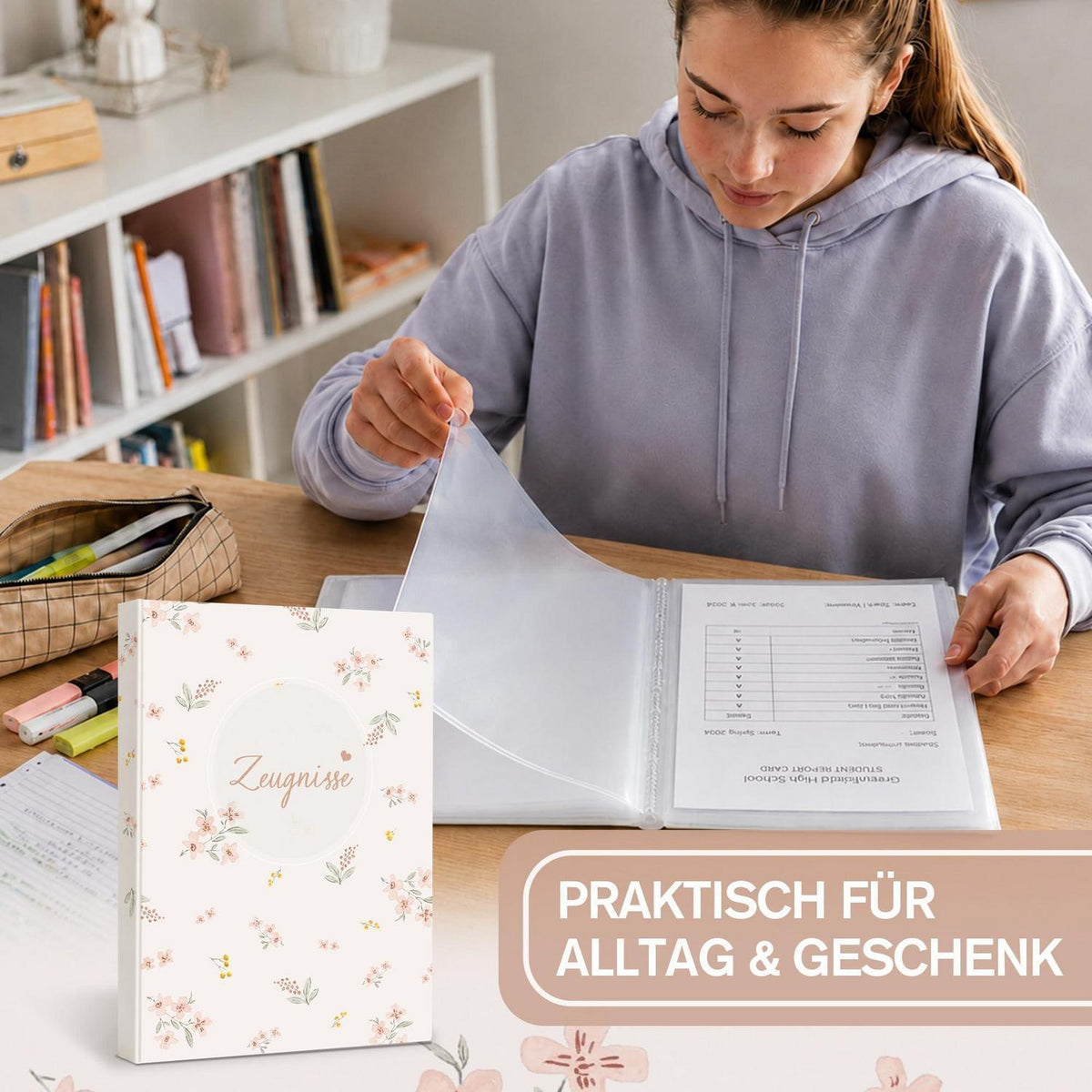 Zeugnismappe A4 mit 20 Hüllen – Wasserdicht & Praktisch