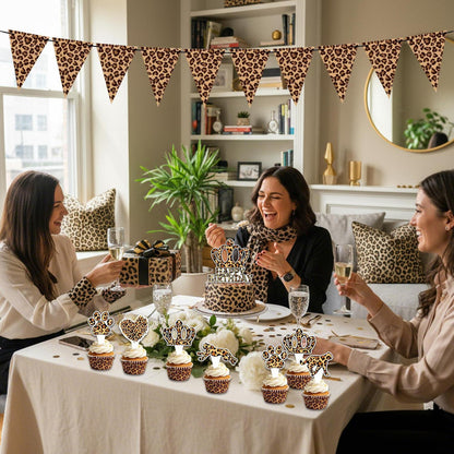 Leopard Geburtstag Deko Set mit Banner & Toppern