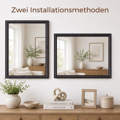 Rustikaler Wandspiegel Holzrahmen 61x81cm – Rechteckig & Dekorativ