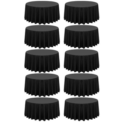 10x Runde Tischdecke Schwarz Streifen, 228cm – Waschbar & Wiederverwendbar