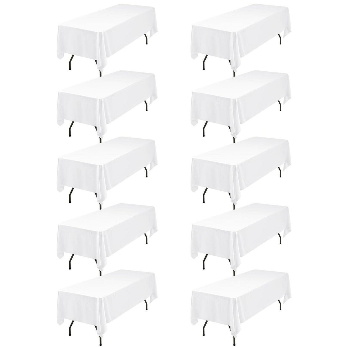 10x Weiße Streifen Tischdecken Rechteckig 153x260 cm – Waschbar & Wiederverwendbar