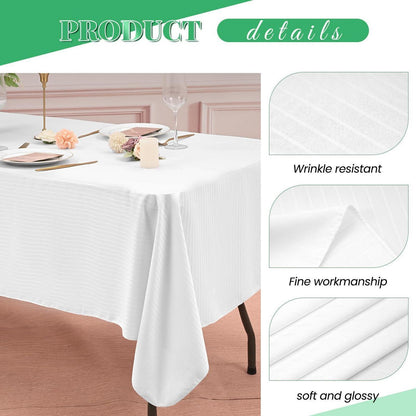 10x Weiße Streifen Tischdecken Rechteckig 153x260 cm – Waschbar & Wiederverwendbar