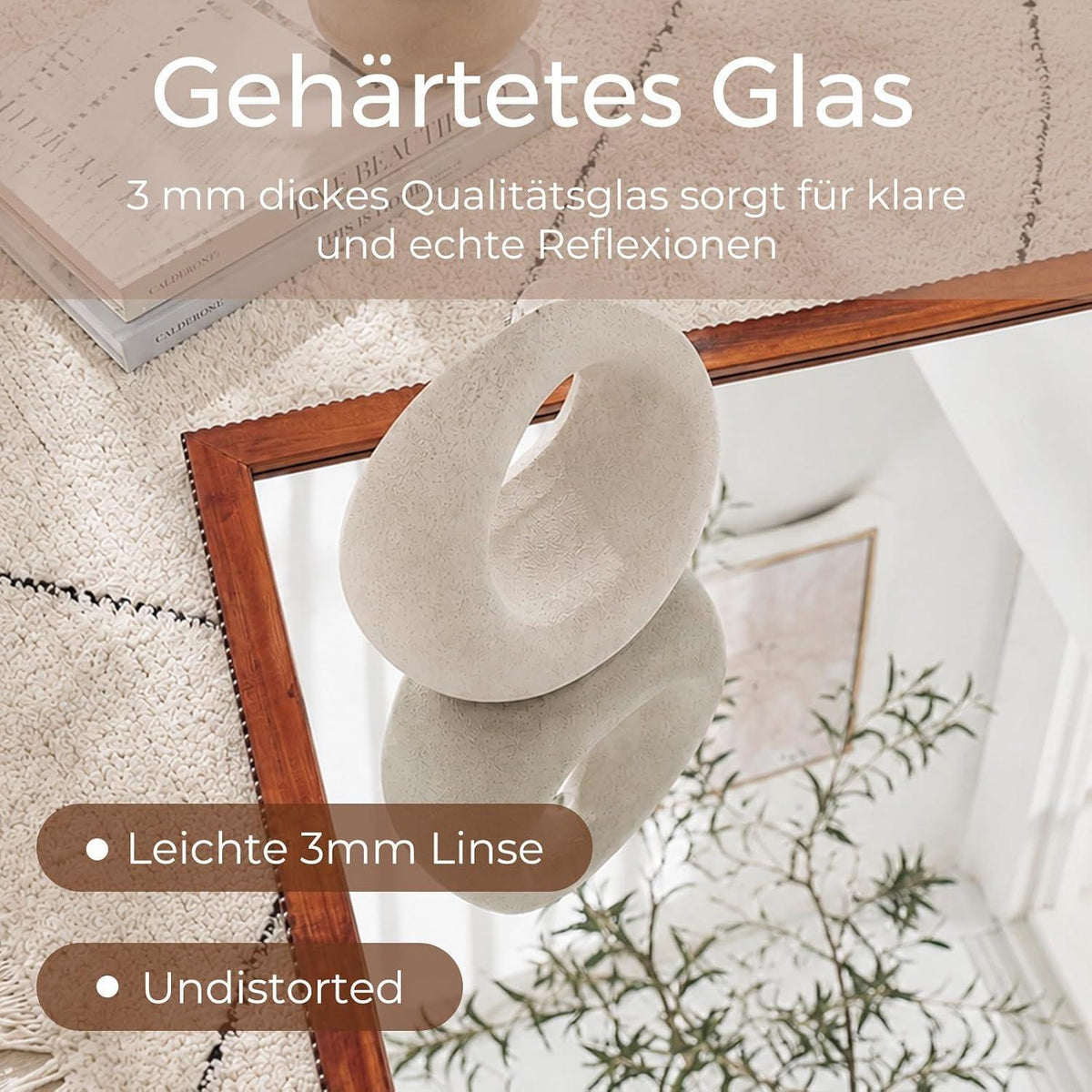 Rustikaler Wandspiegel Holzrahmen 61x81cm – Braun
