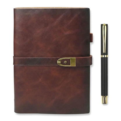 A5 Leder Notizbuch mit Stift – Nachfüllbar & Vintage