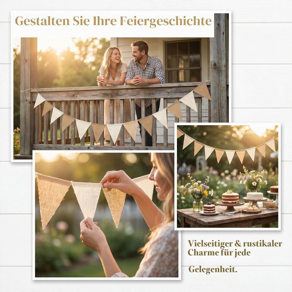 16m Wimpelkette Outdoor – Boho Girlande für Party & Garten