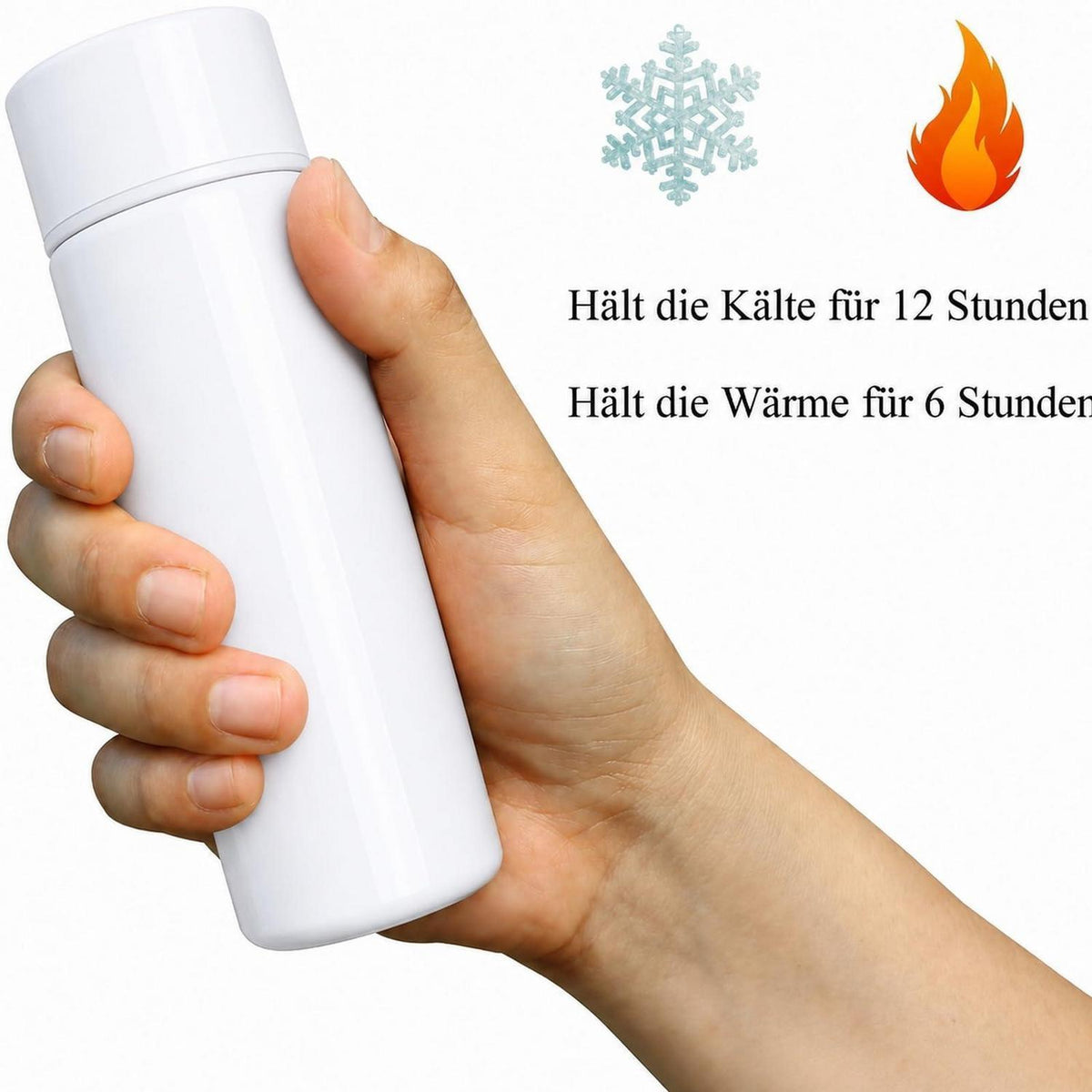 Mini Thermosflasche 150ml für unterwegs, isoliert, weiß