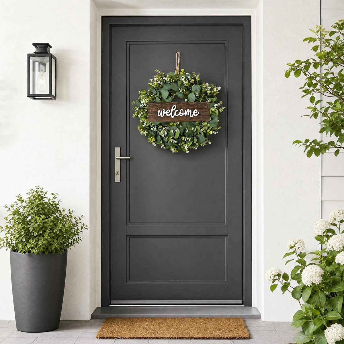 Eukalyptus Kranz mit "Willkommen" Schild | Ø45cm Frühling Deko